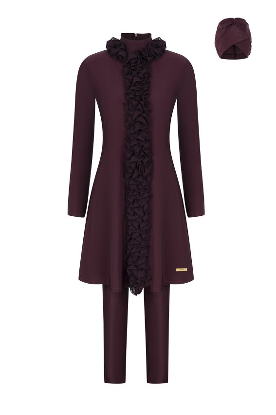 Senna - ANİTA ÖN DETAYLI LİKRALI BORDO SWİMWEAR