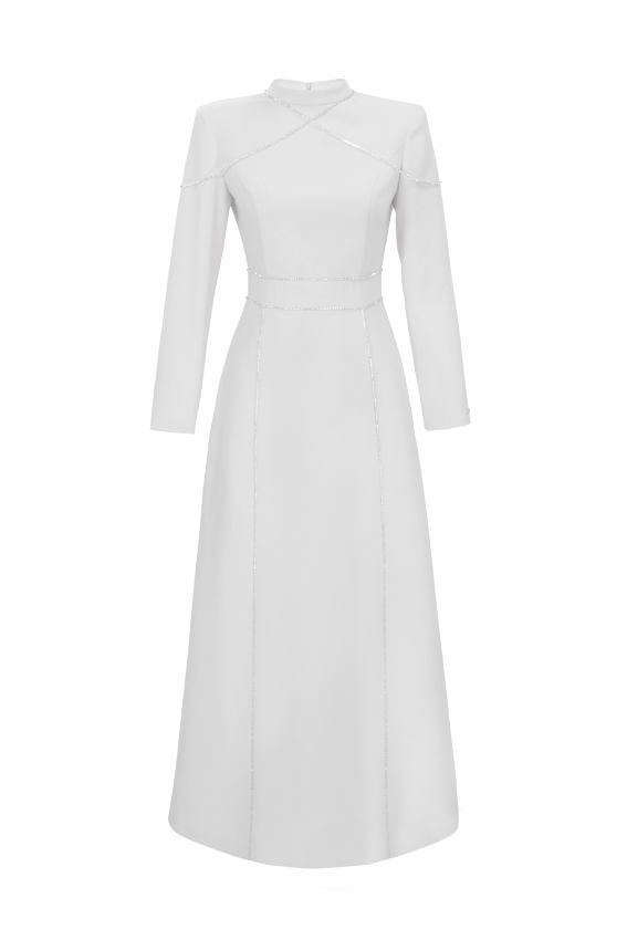 Senna - CRYSTAL DRESS EKRU