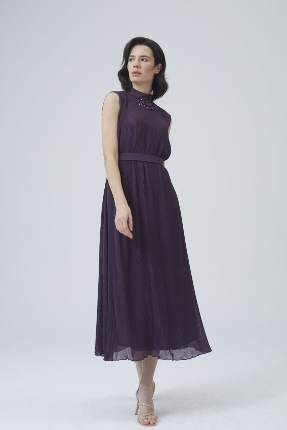 DESPİNA ELBİSE KOYU MOR