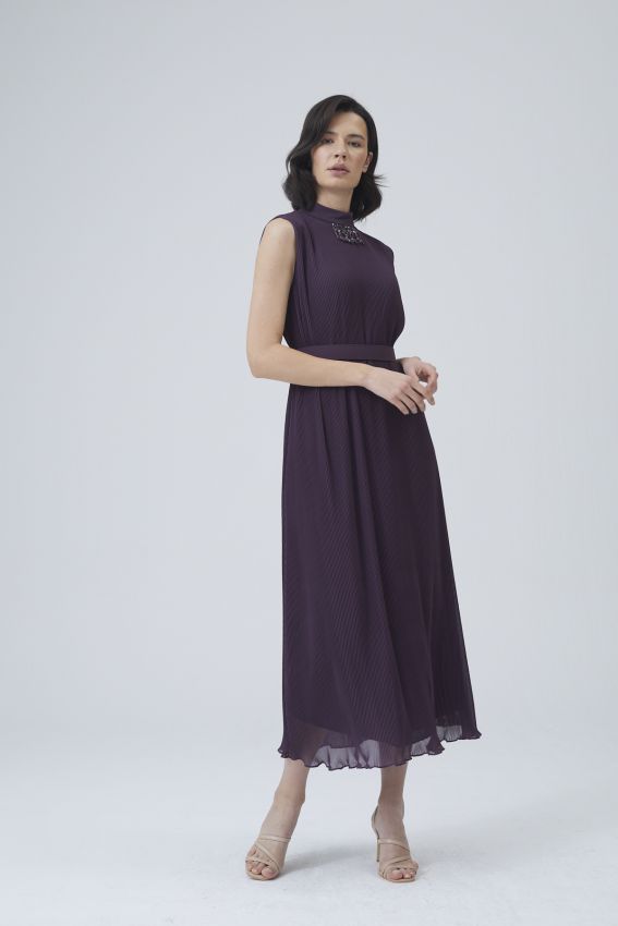 DESPİNA ELBİSE KOYU MOR