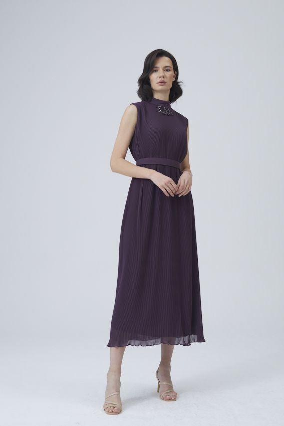 Senna - DESPİNA ELBİSE KOYU MOR