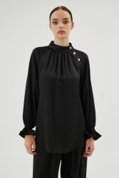 ELEGANCE BLUZ SİYAH - Thumbnail
