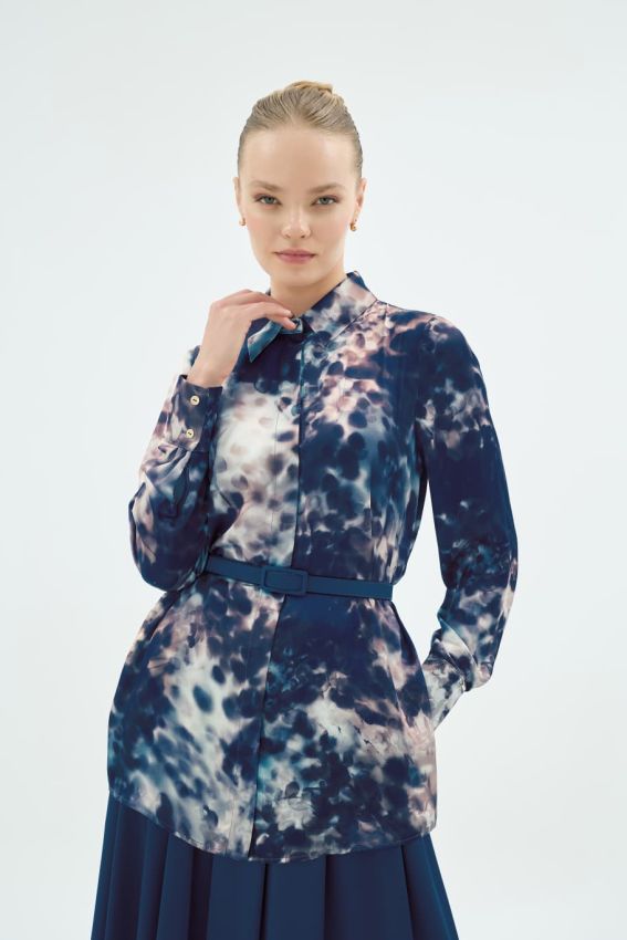 Senna - GIGI DESENLİ GÖMLEK LACİVERT