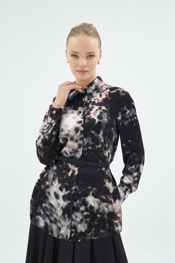 Senna - GIGI DESENLİ GÖMLEK SİYAH