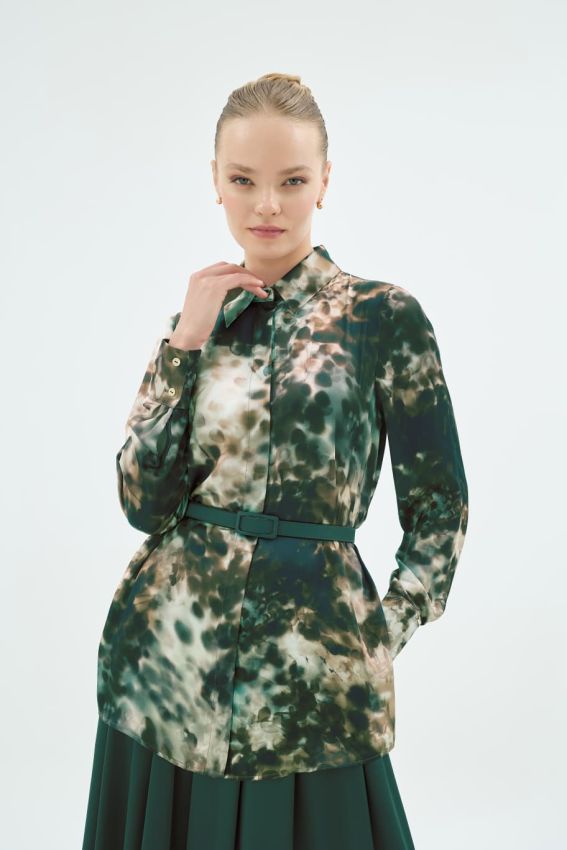 Senna - GIGI DESENLİ GÖMLEK ZÜMRÜT