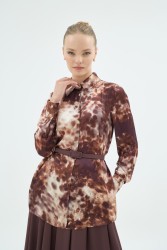 GIGI DESENLİ GÖMLEK KAHVE - Thumbnail