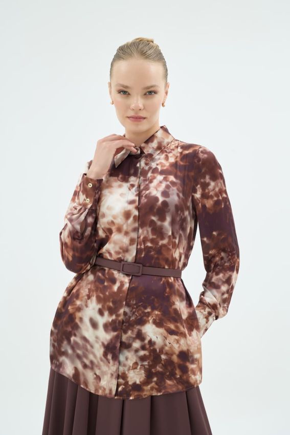 Senna - GIGI DESENLİ GÖMLEK KAHVE (1)