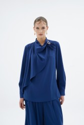 LENORA LACİVERT BLUZ - Thumbnail