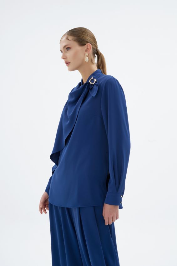 LENORA LACİVERT BLUZ