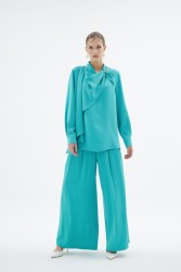 LENORA TURKUAZ BLUZ - Thumbnail