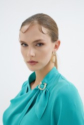 LENORA TURKUAZ BLUZ - Thumbnail