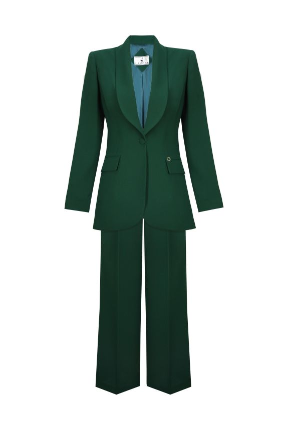 Senna - LUCİNDA TEK DÜĞMELİ ZÜMRÜT TAKIM