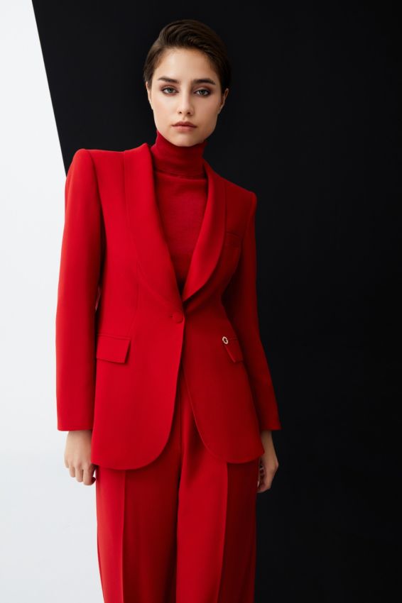 Senna - LUCİNDA TEK DÜĞMELİ KIRMIZI TAKIM