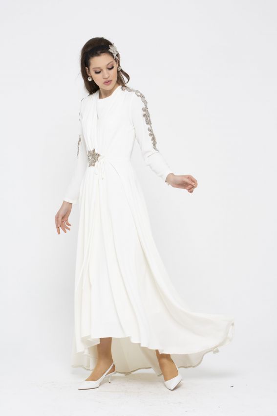 Senna - MARGUERIETE EKRU ELBİSE (1)