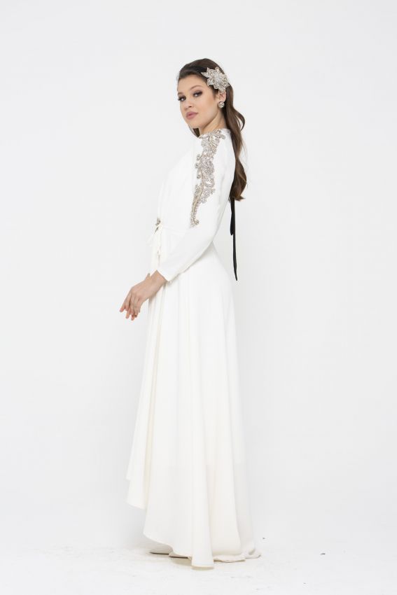 MARGUERIETE EKRU ELBİSE