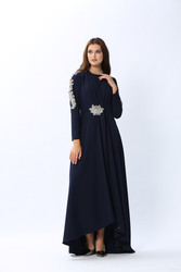 MARGUERIETE LACİVERT ELBİSE - Thumbnail