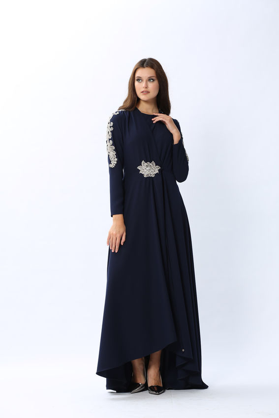 Senna - MARGUERIETE LACİVERT ELBİSE