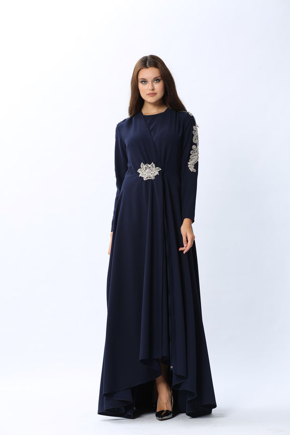 Senna - MARGUERIETE LACİVERT ELBİSE (1)