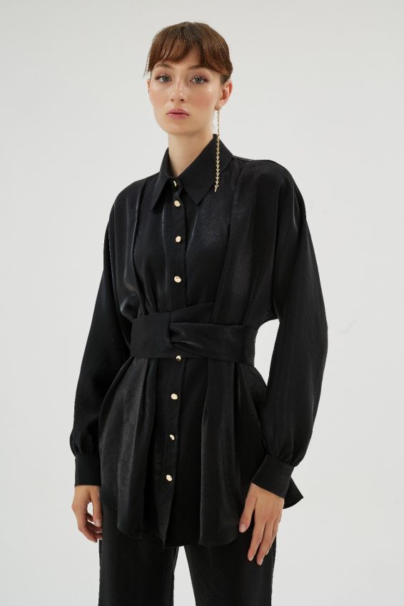  - MAZERINE SİYAH GÖMLEK