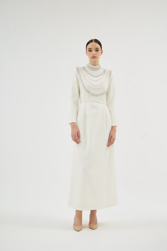  - MENTA CLARA EKRU ELBİSE