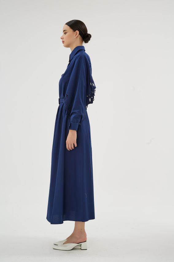 MISTY ROSE LACİVERT ELBİSE