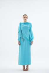 PEONY TURKUAZ ELBİSE - Thumbnail