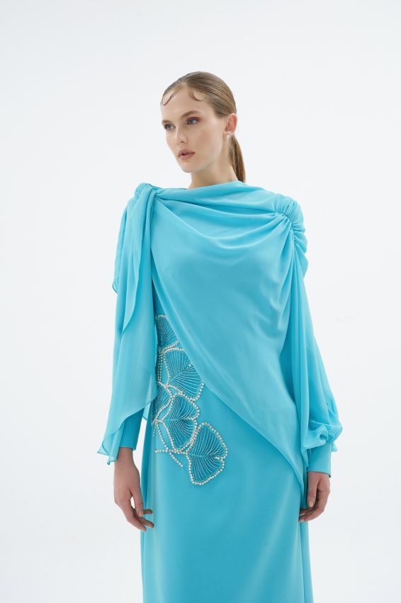 PEONY TURKUAZ ELBİSE