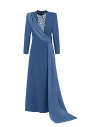 QUEENS SAPHIRE PETROL ELBİSE - Thumbnail
