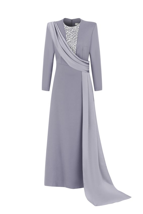 Senna - QUEENS SAPHIRE MAVI GRI ELBİSE