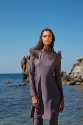 SASHA OMUZ DANTEL VİZON SWİMWEAR - Thumbnail