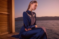 SHOSAN LACİVERT ELBİSE - Thumbnail