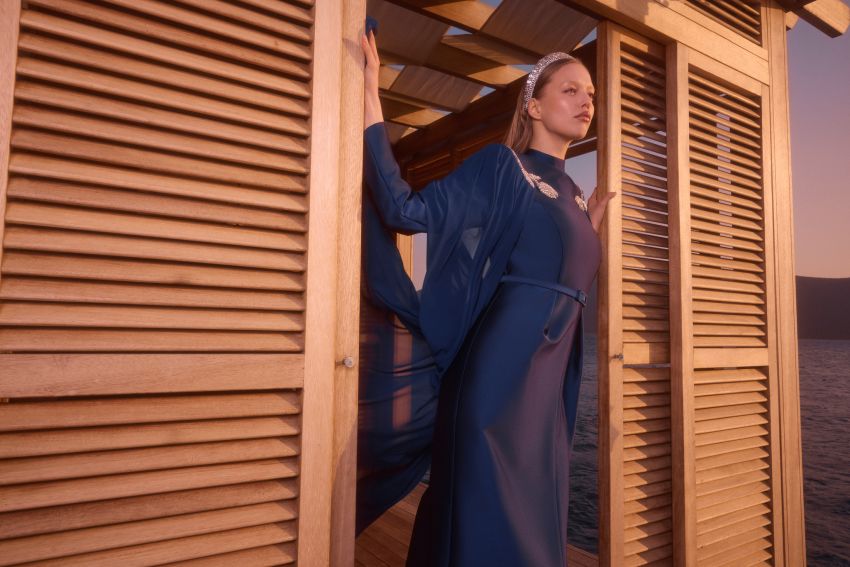 SHOSAN LACİVERT ELBİSE