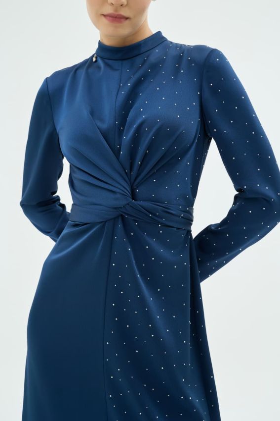 UMBERTO CRYSTAL ELBİSE LACİVERT