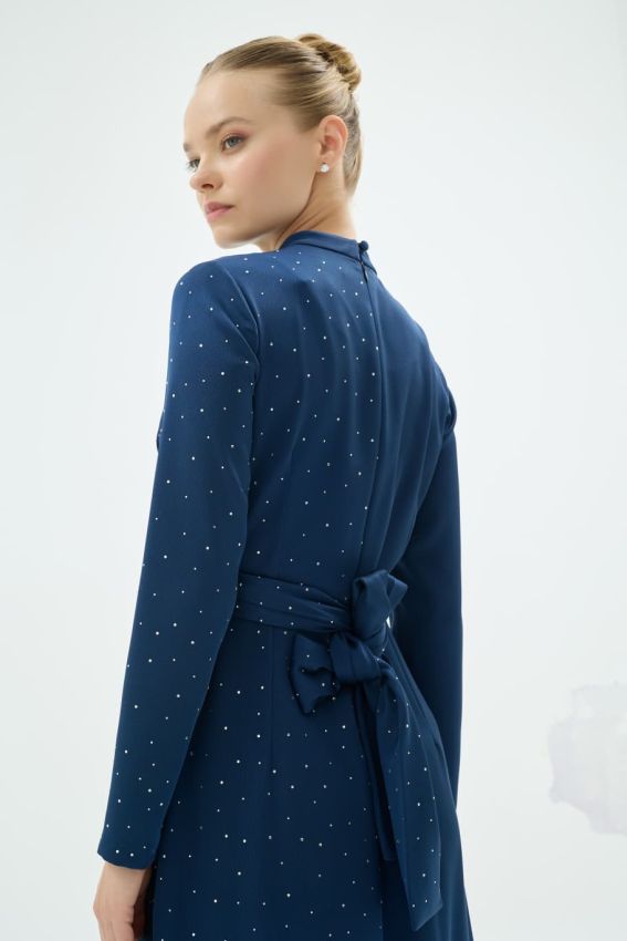 UMBERTO CRYSTAL ELBİSE LACİVERT